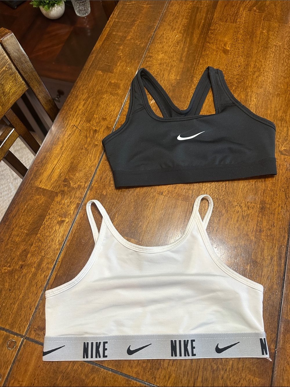 Girls Nike Black Racerback Sports Bra and White Logo Band Bralette - M
